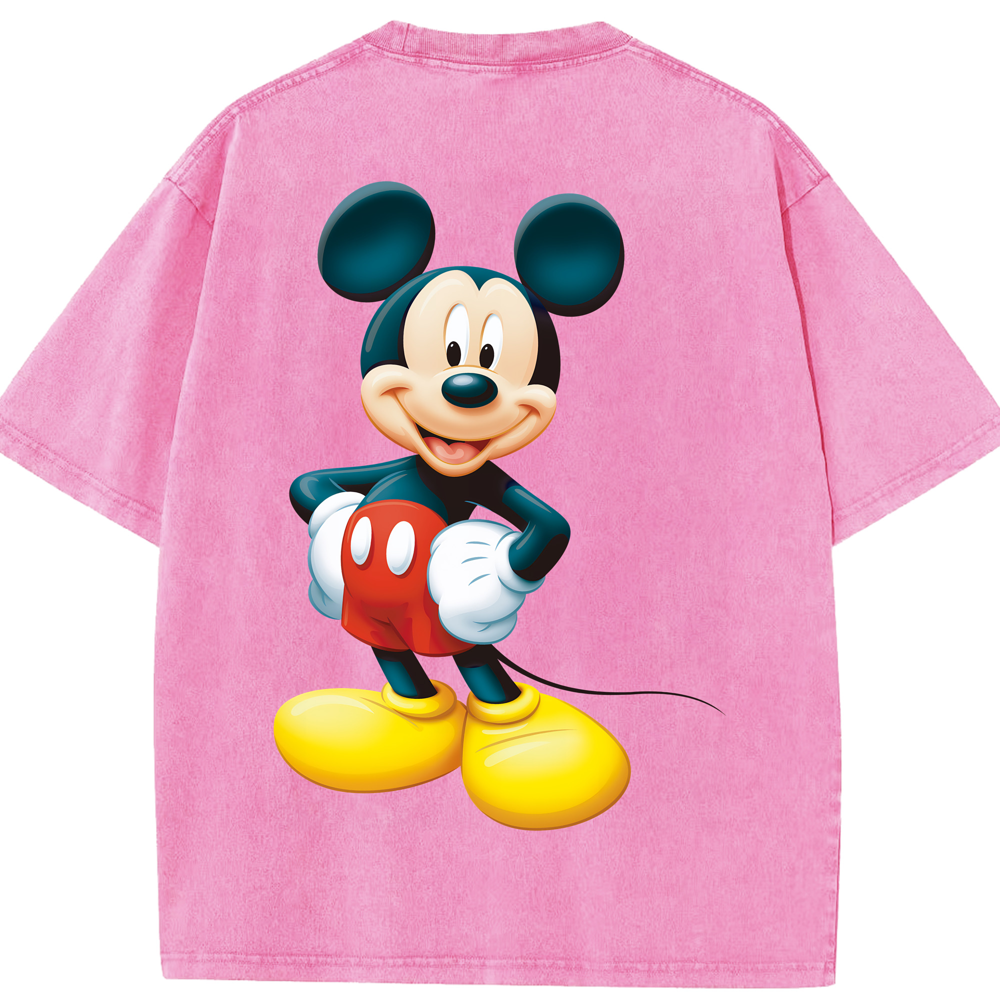 （画像用） ミッキーマウス Mickey Mouse 綿100% ヴィンテージ風 半袖Tシャツ（背面プリント）